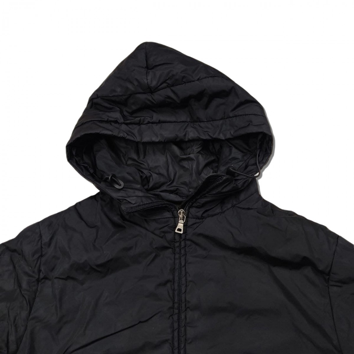 PRADA Italy Padding Nylon Raincoat Hoodie Parka Long Jacket - 3