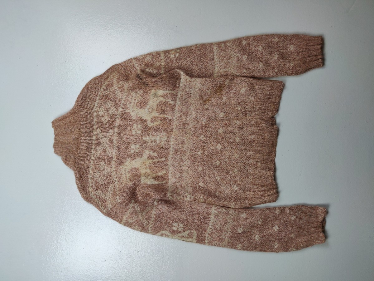 Navajo - Vintage RL Polo Hand Knit Lambs Wool RL Reindeer Sweater - 6