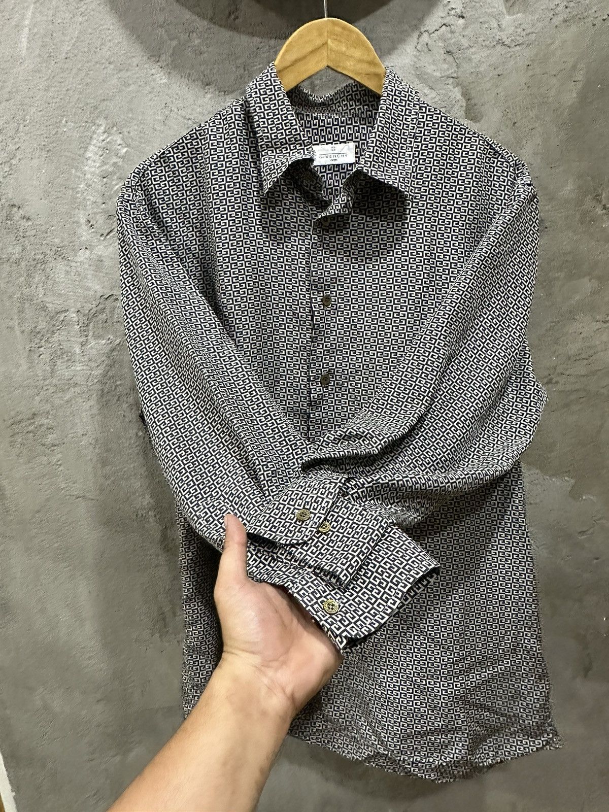 Givenchy Made in Italy Monogram Silk Button Shirt - 15