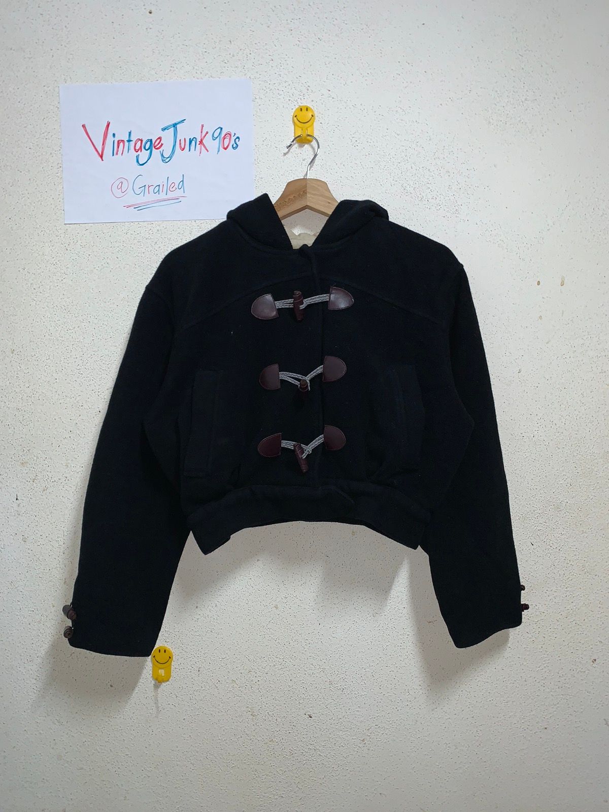 Vintage Sisley Crop Top hoodies jacket wool - 1