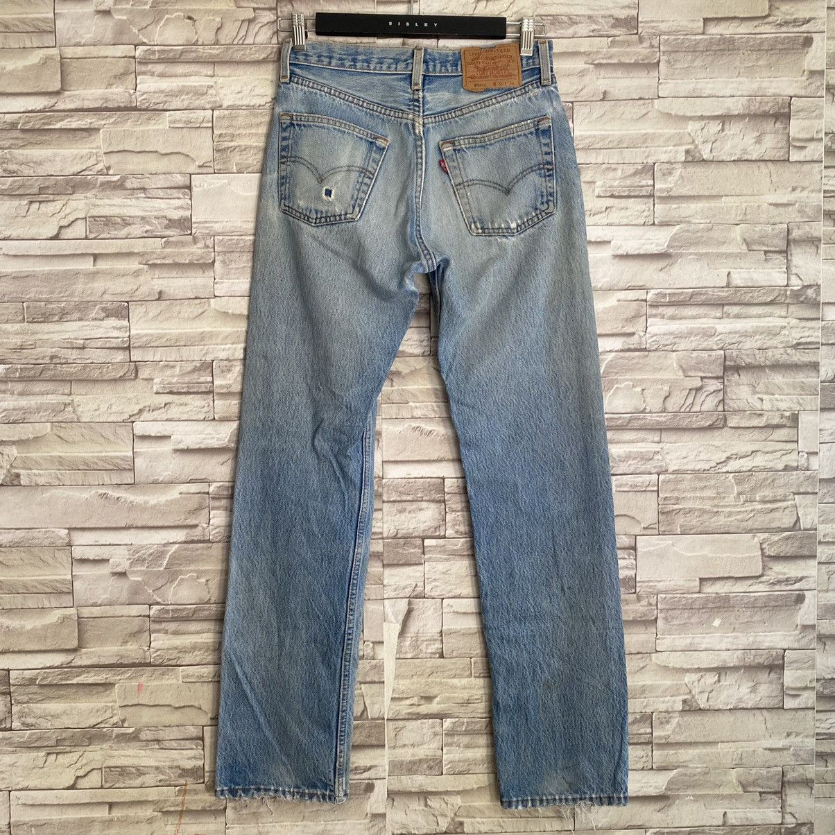 Vintage Levis 501xx Denim Thrashed Jeans 28x30 Made USA - 13