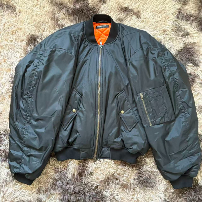 Balenciaga Padded Bomber Jacket Black - 1