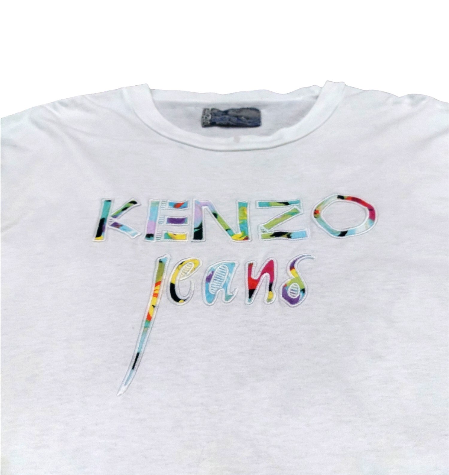 RARE! VTG 80s KENZO JEANS VIBRANT BIG SPELL OUT EMBROIDERED - 5