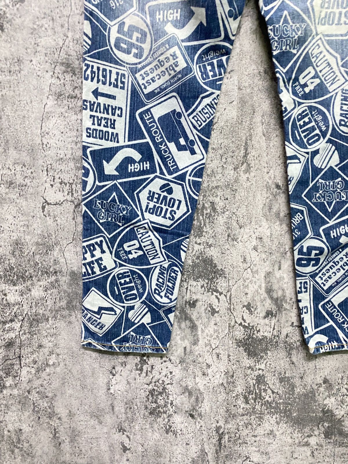 Japanese Brand Full Print Denim Faded like Hysteric Pants - 15