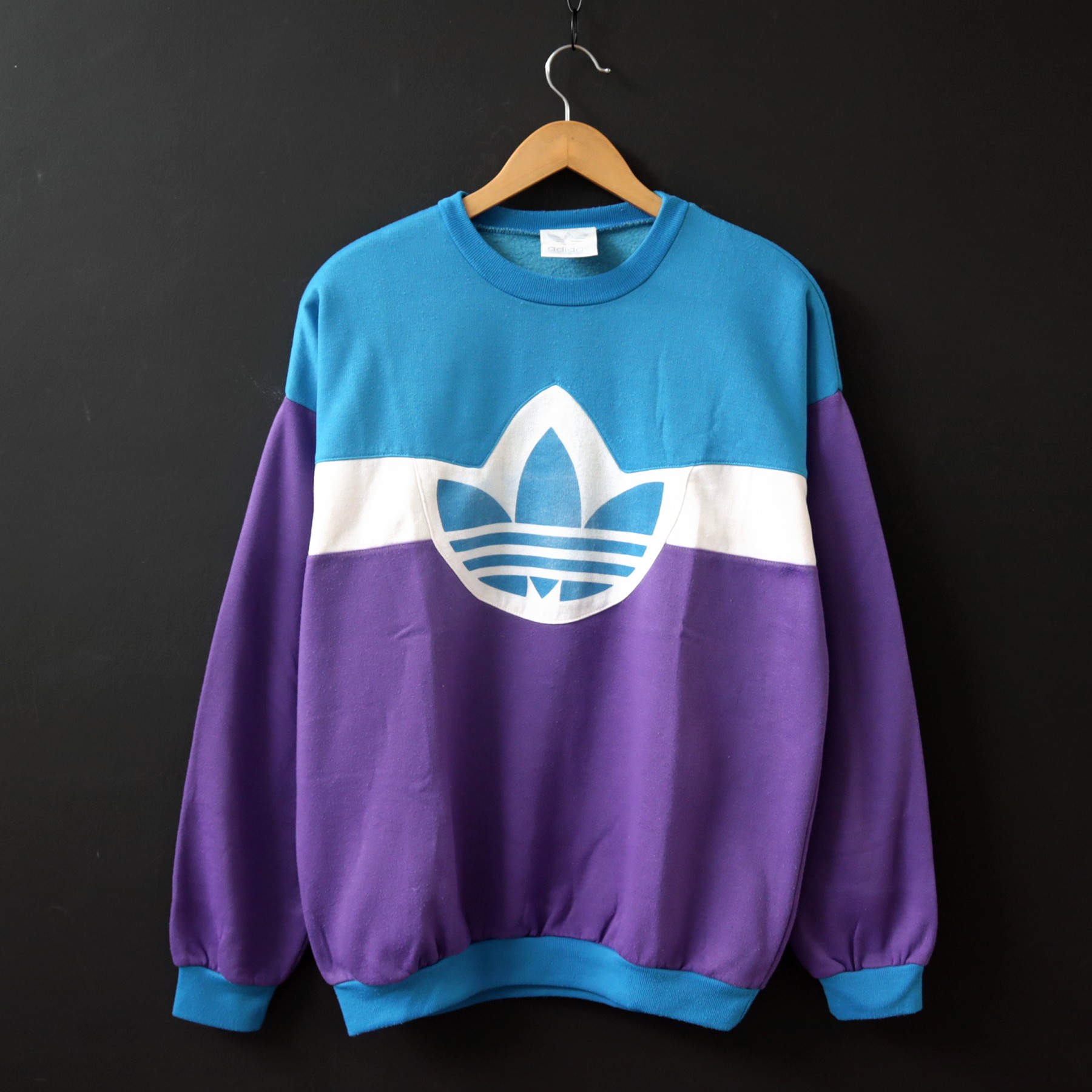 adidas Vintage 90s ADIDAS Big Logo Multi Color Block Crewneck Sweatshirt Pullover Jumper Size Would Fit M L happenplace REVERSIBLE