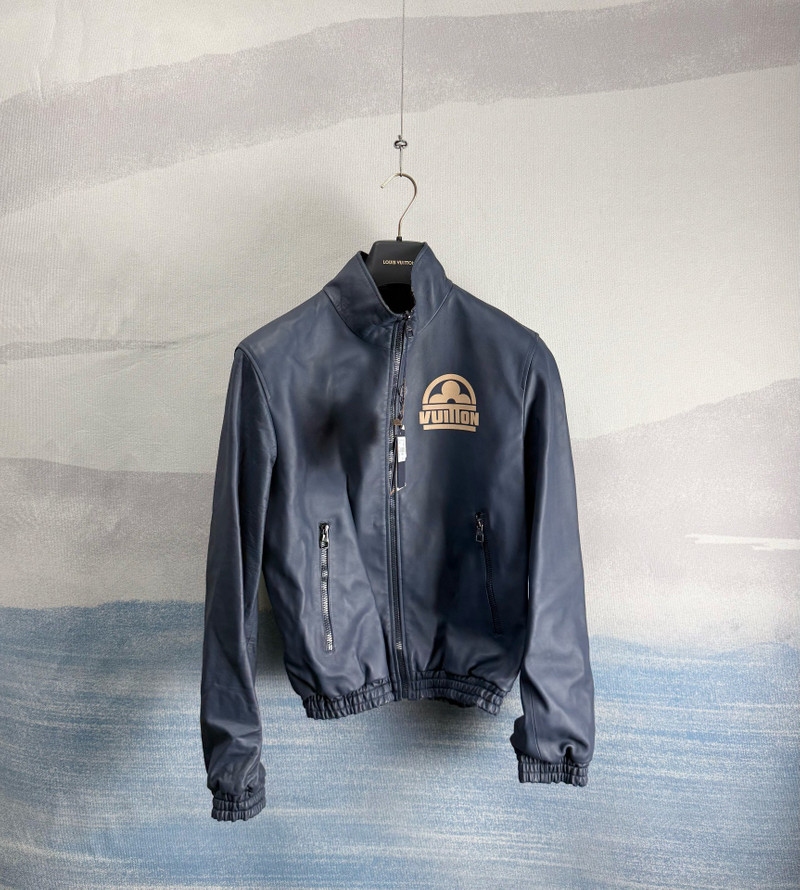 Louis Vuitton (LV) Reversible Leather Jacket – Dark Blue with Allover Monogram Print - 1
