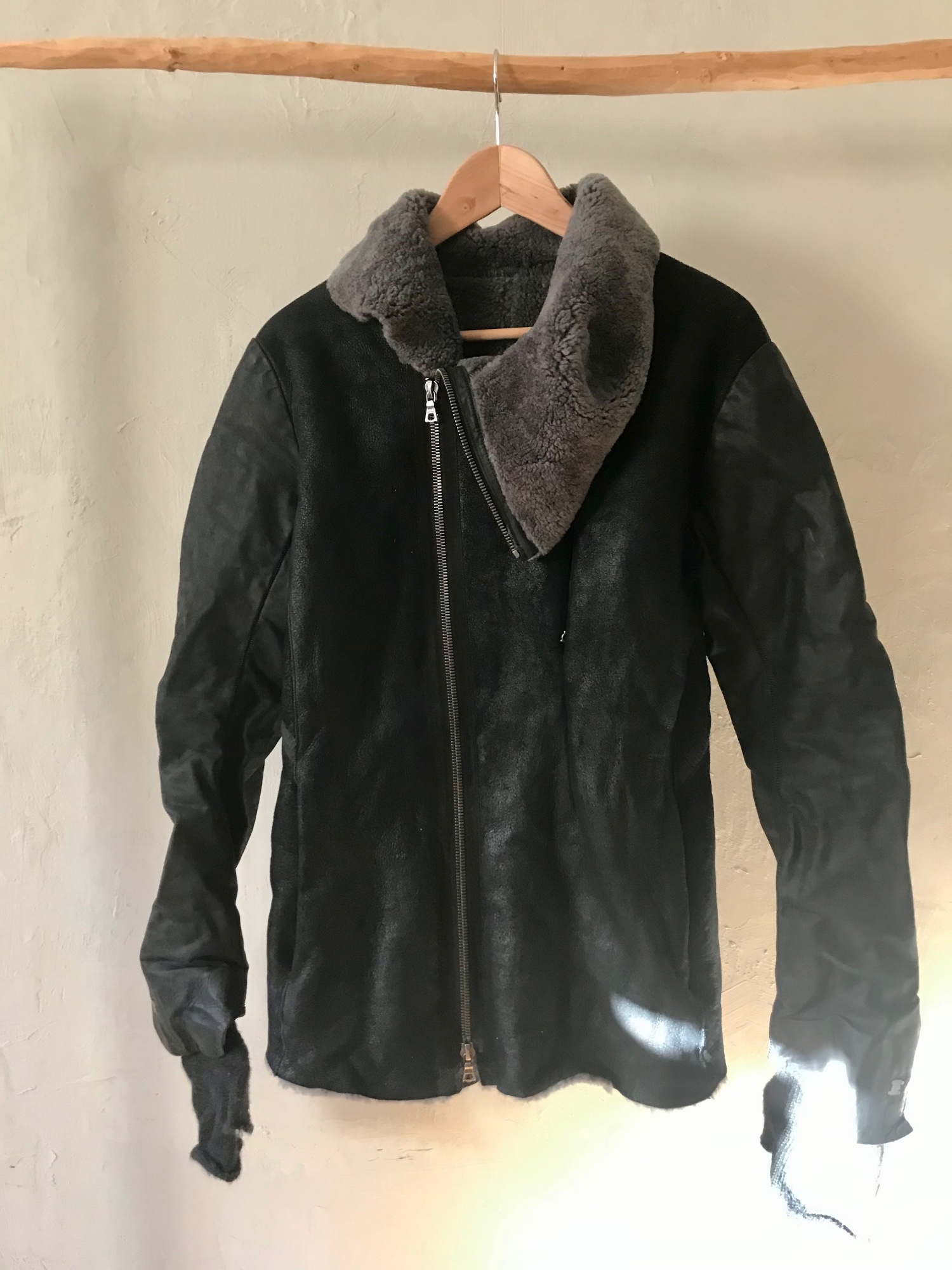 Isaac Sellam shearling, black leather jacket - 1