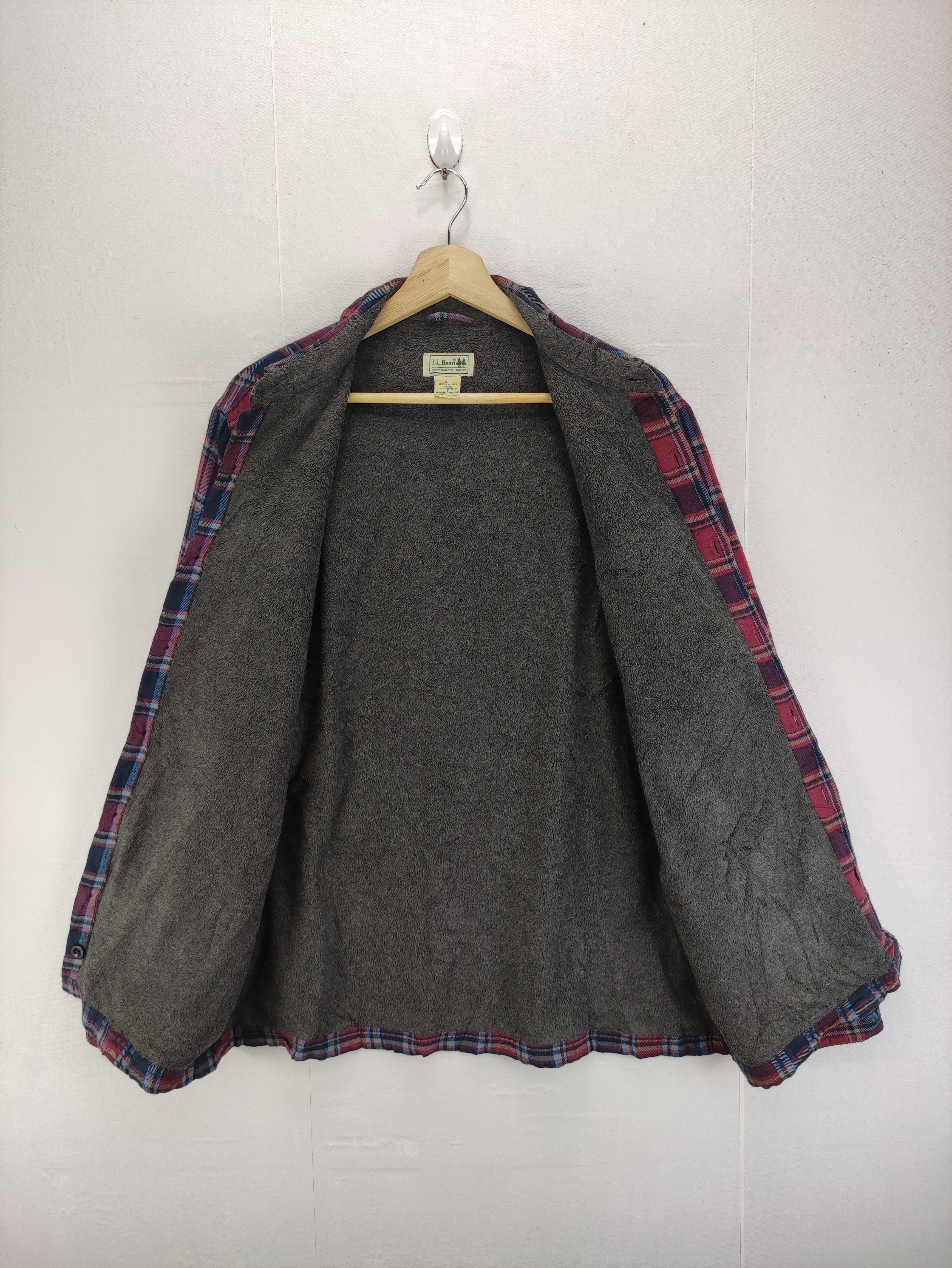 Vintage L.L.Bean Flannel Lining Fleece Button Up - 4