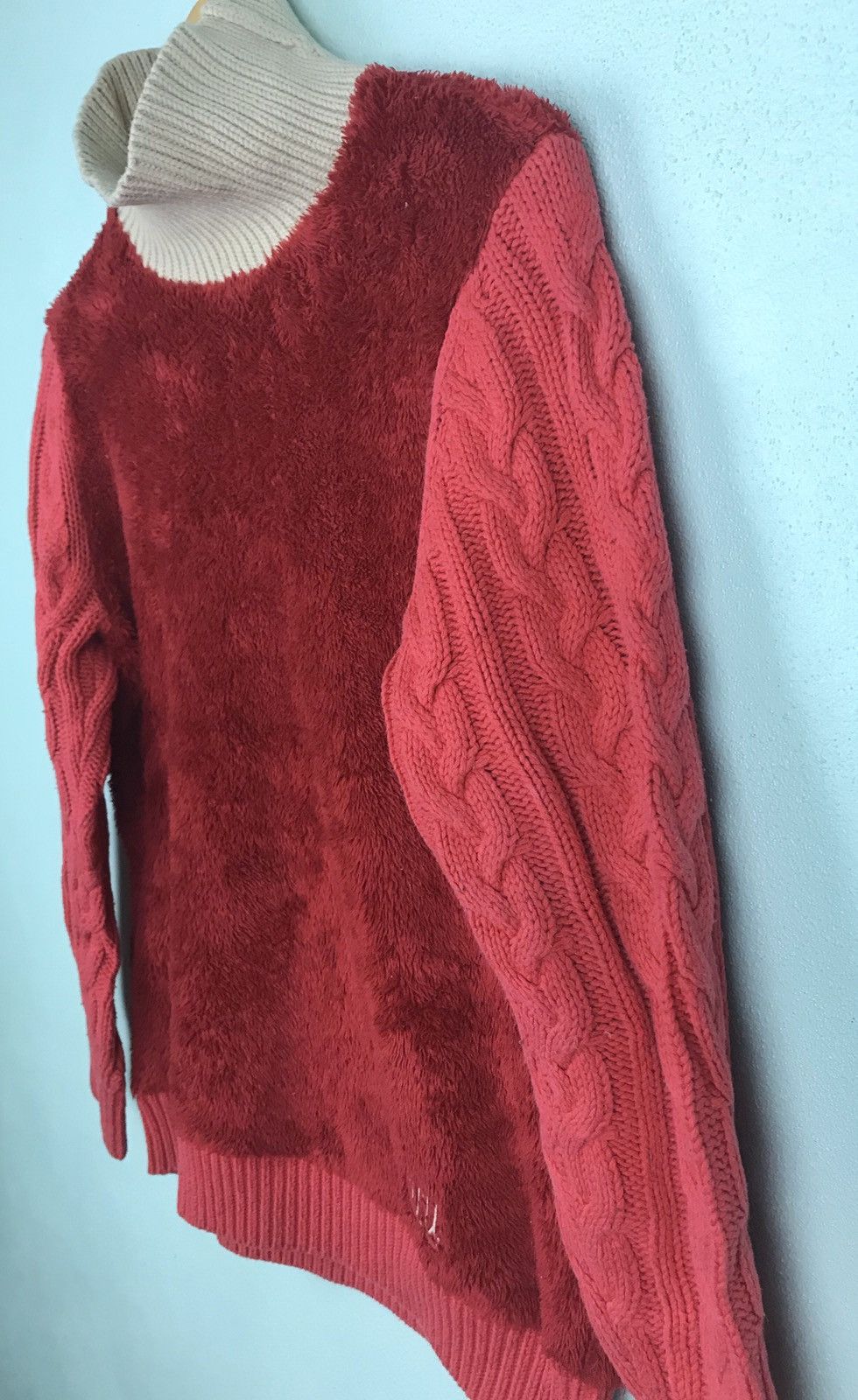 LAST DROP!Uniqlo undercover faux fur cable knit sweater-1519 - 3