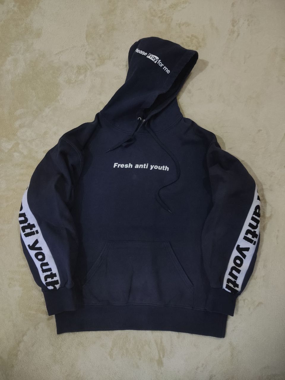 Japanese Brand - FRESH ANTI YOUTH 'Please Pray For Me' Sidetape Hoodie - 2