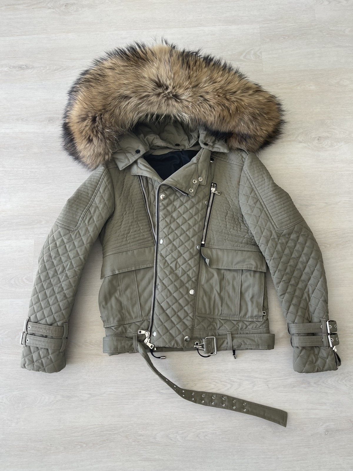 Balmain Coat Fur Hood - 1