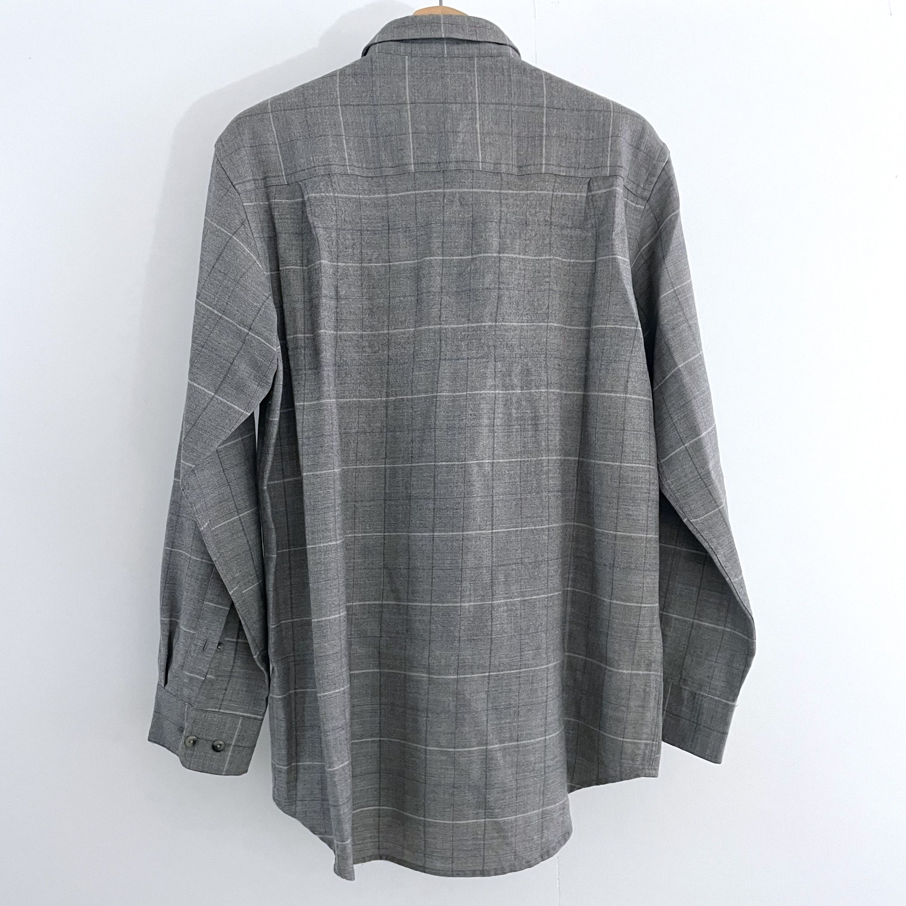 Kansai Yamamoto - Minimalist Check Shirt, Wool, (JP LL) - 8