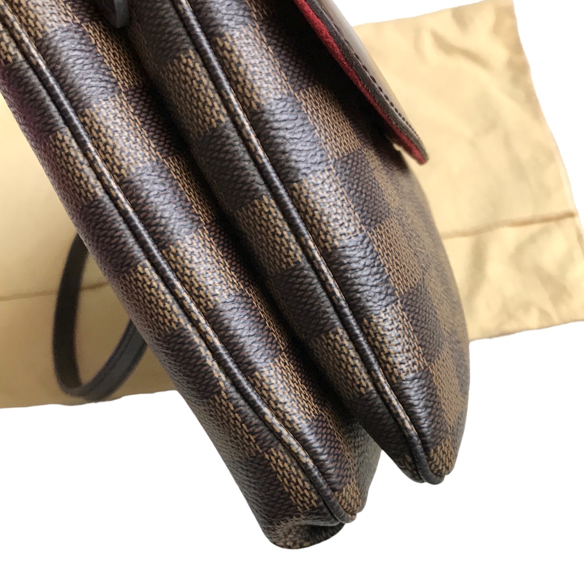 Louis Vuitton Damier Ebene Twice Cerise Pochette Sling Bag - 13
