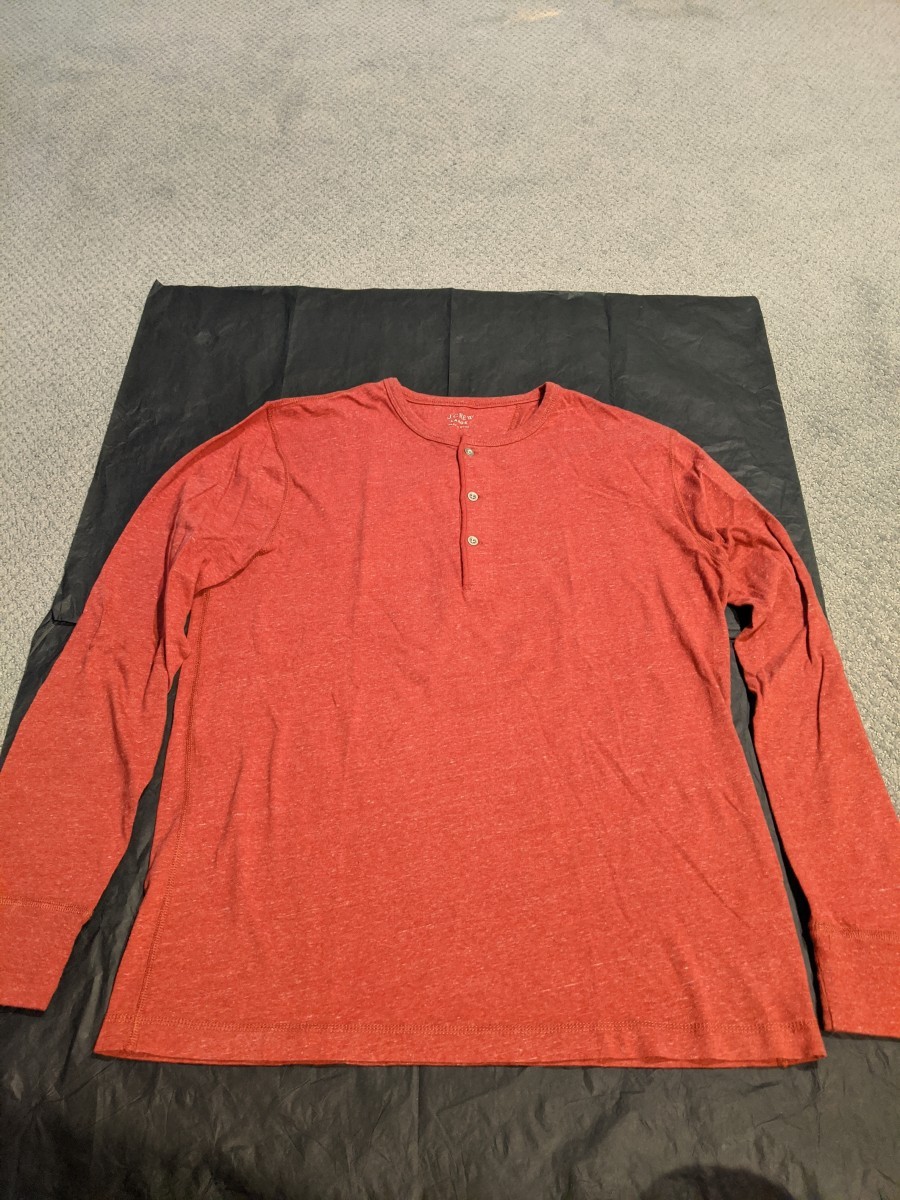 J.Crew - J Crew Orange Henley Large - 1