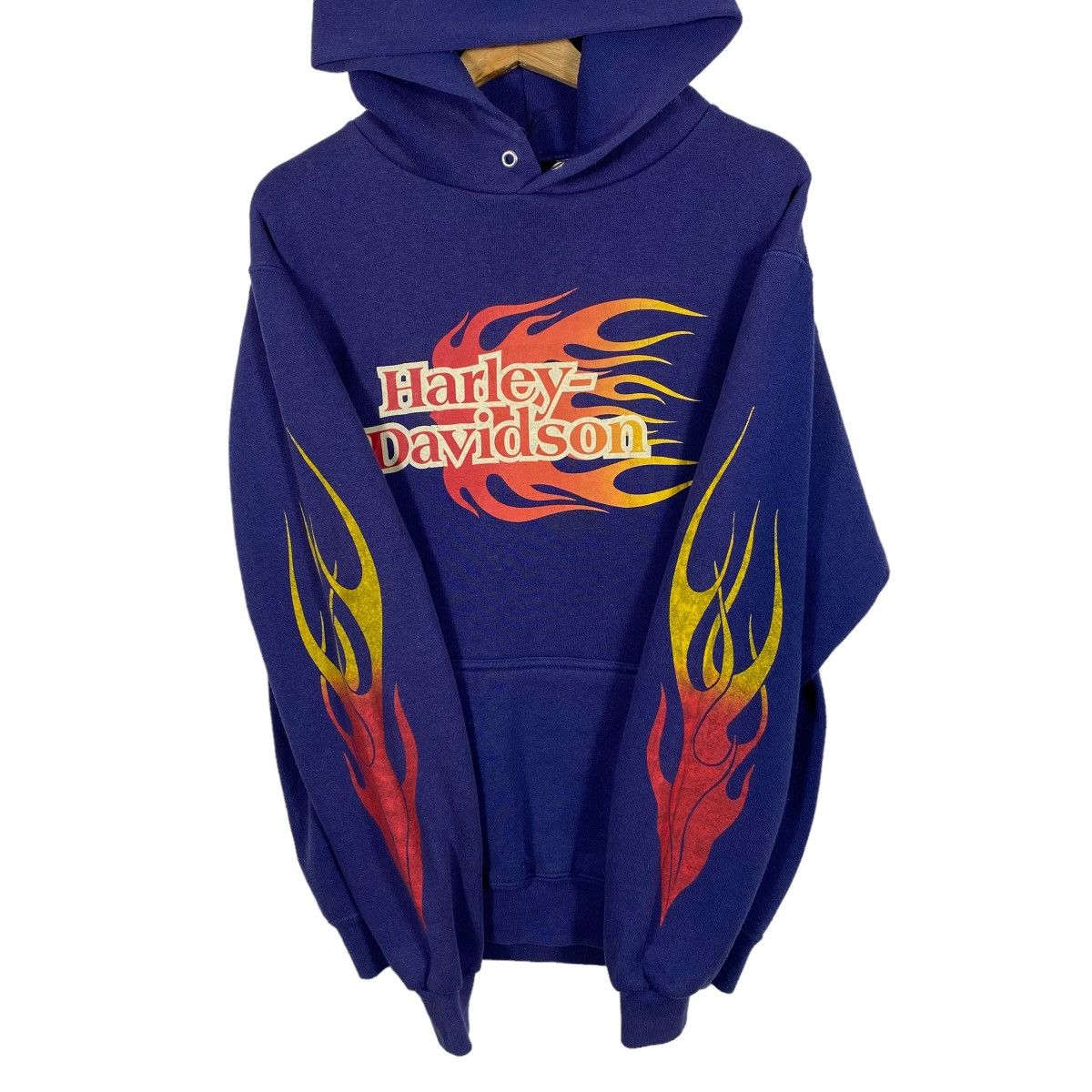 Vintage 90s Harley Davidson Flames Hoodie S Size - 5