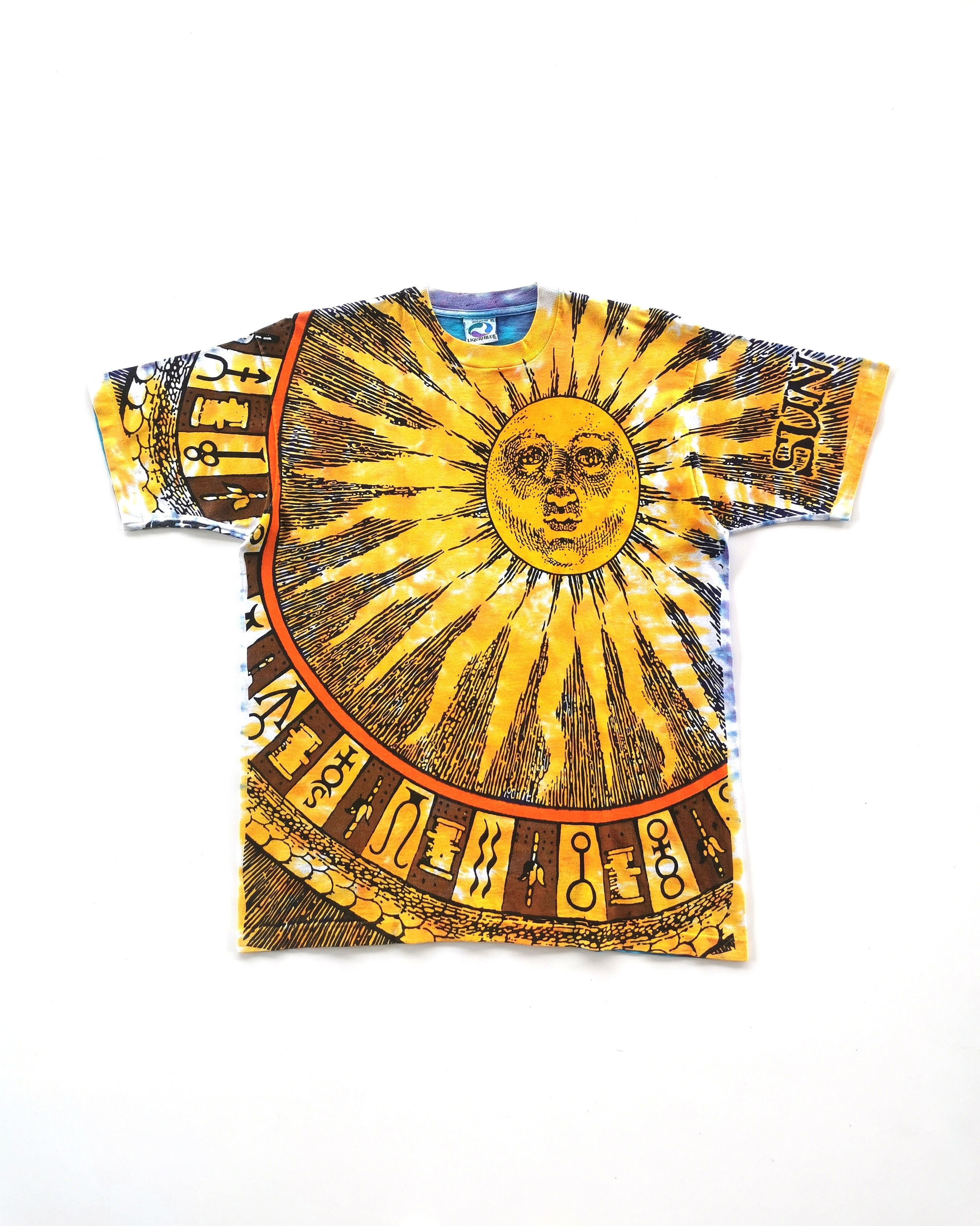 1992 Vintage Sun Moon Art By Chris Pinkerton Liquid Blue Tee - 2