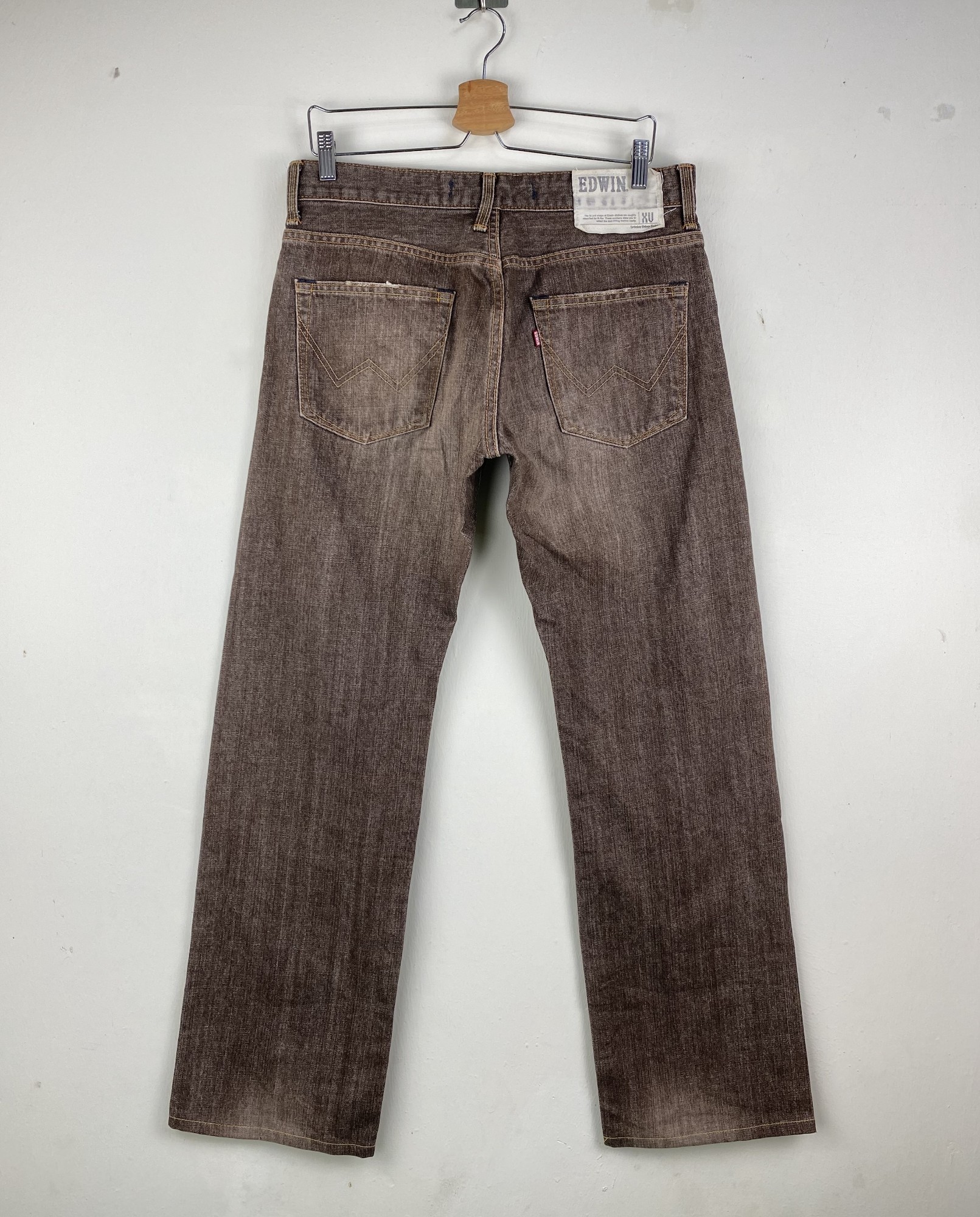 EXCLUSIVE VINTAGE MODEL EDWIN BROWN FADED JEAN STRAIGHT CUT JEAN ARCHIVAL JEAN - 5