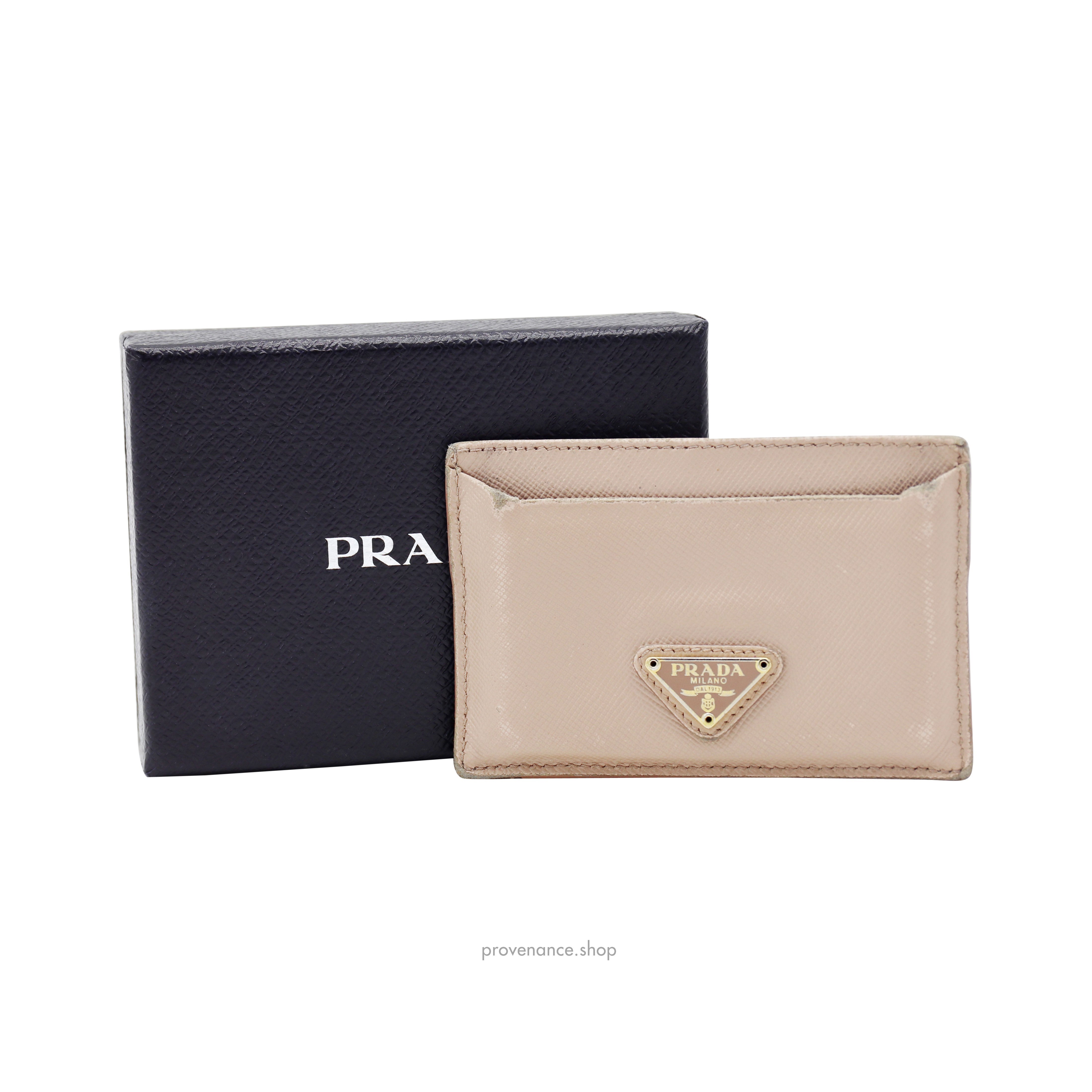 BOX   Prada Card Holder - Powder Pink Saffiano Leather - 1