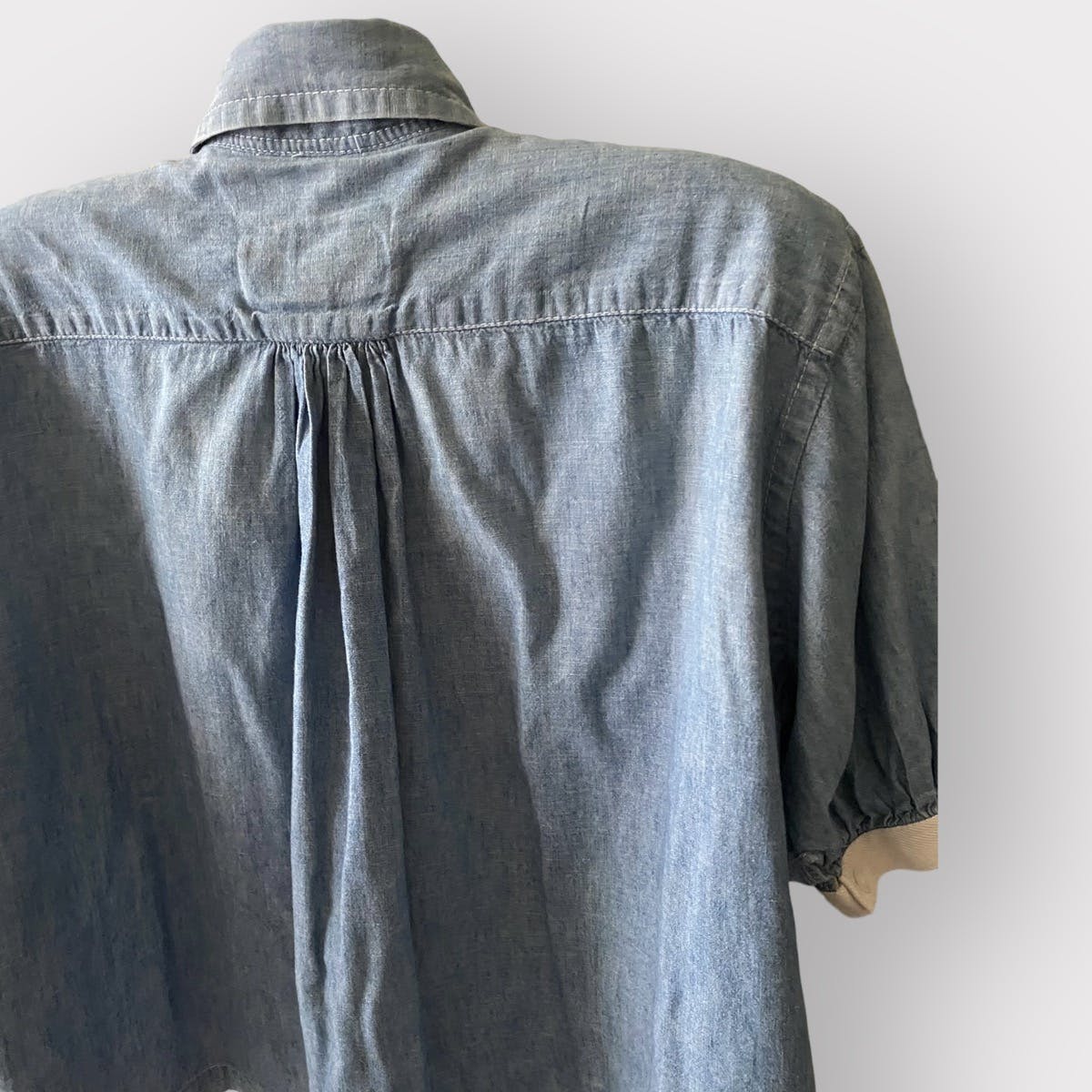 Chambray Pleated Oversize Blouse - 4