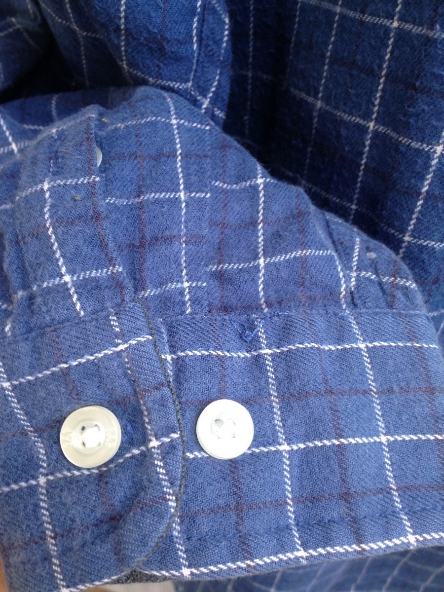 Flannel - Blue Long Sleeves Pocket Shirt Size Large - 6
