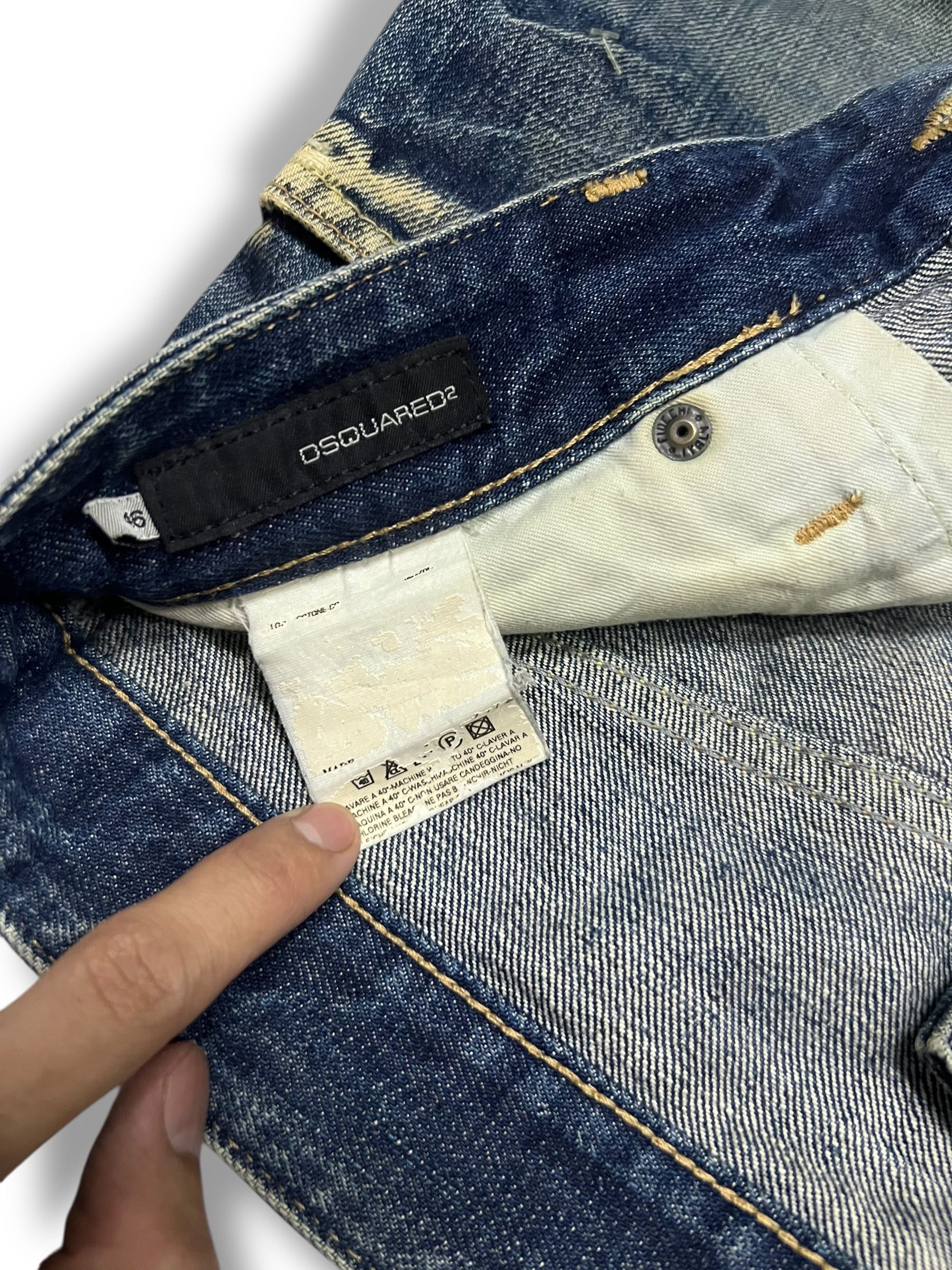 Dsquared2 Italian Designer Glitter Painted Spiral Distressed Denim - 9