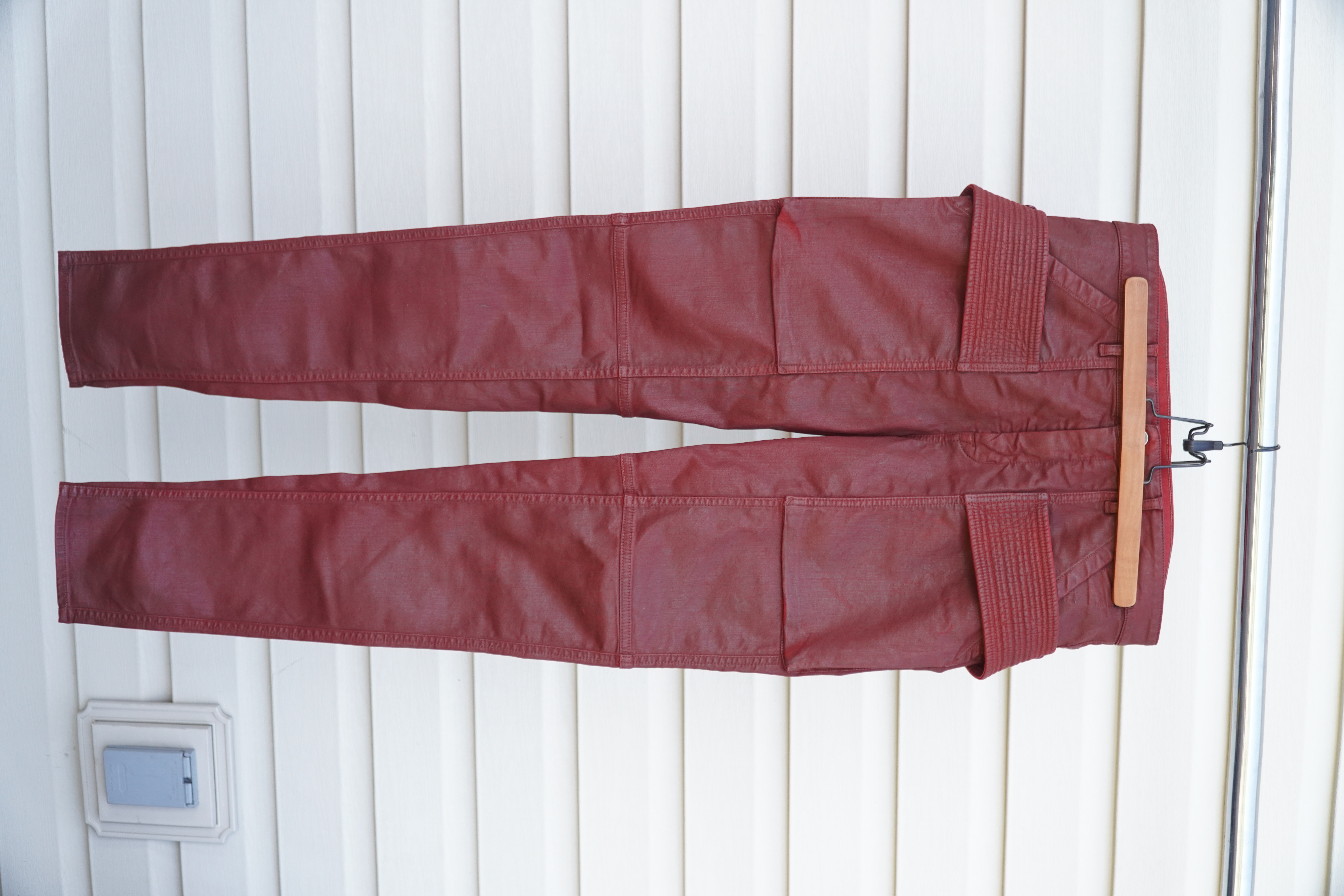 SS21 Easy Creatch Cut 33 Wax Trouser Cargo Pants Dark Cherry - 1