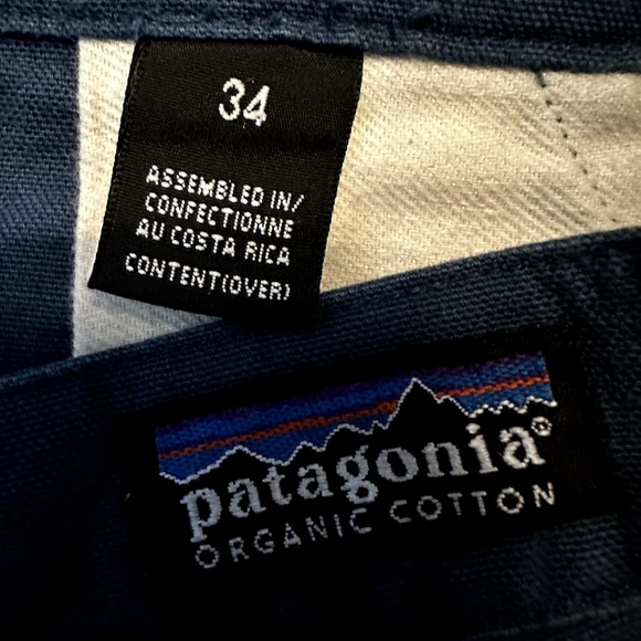 Patagonia Stand Up Shorts 100% Organic Cotton Outdoor Flat Front Hiking Blue 34" - 4