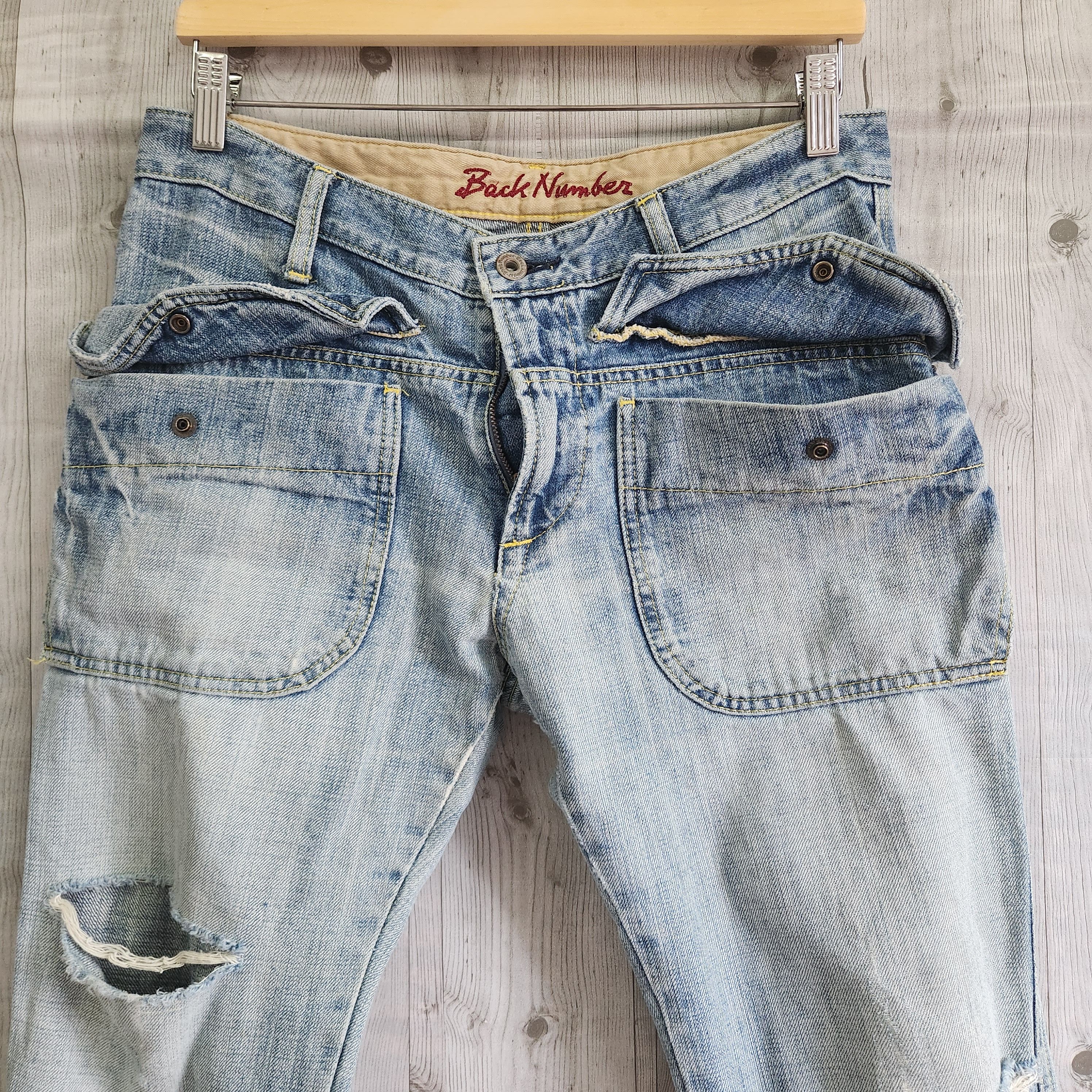 Distressed Denim - Vintage Back Number Distressed Bush Pants Denim Jeans - 19