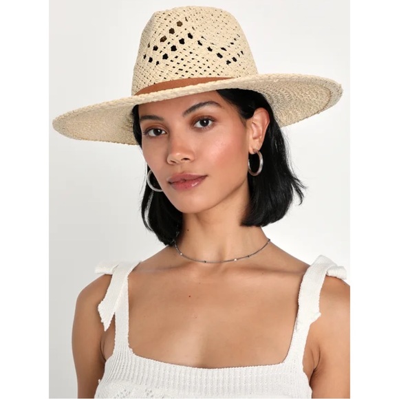 Lulu's - Lulus Bright Day Beauty Beige Woven Straw Fedora Hat - 1