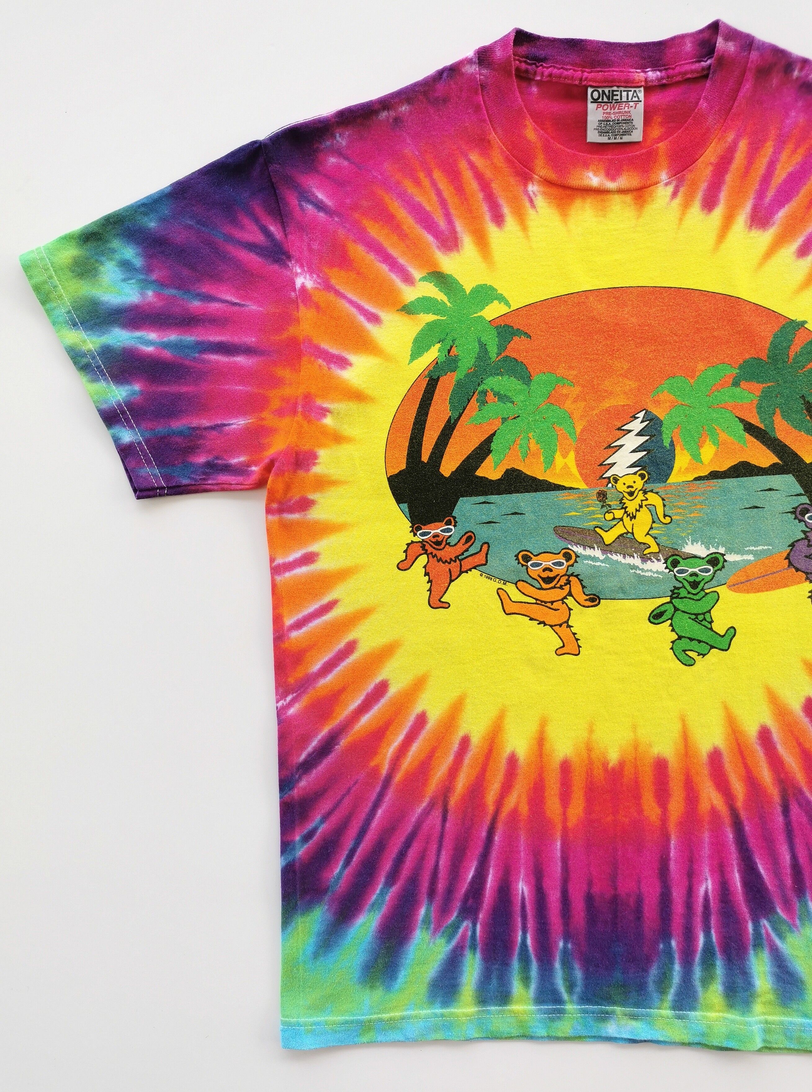 1998 Vintage Grateful Dead Bear Surf Sunset Tie Dye Tees - 6