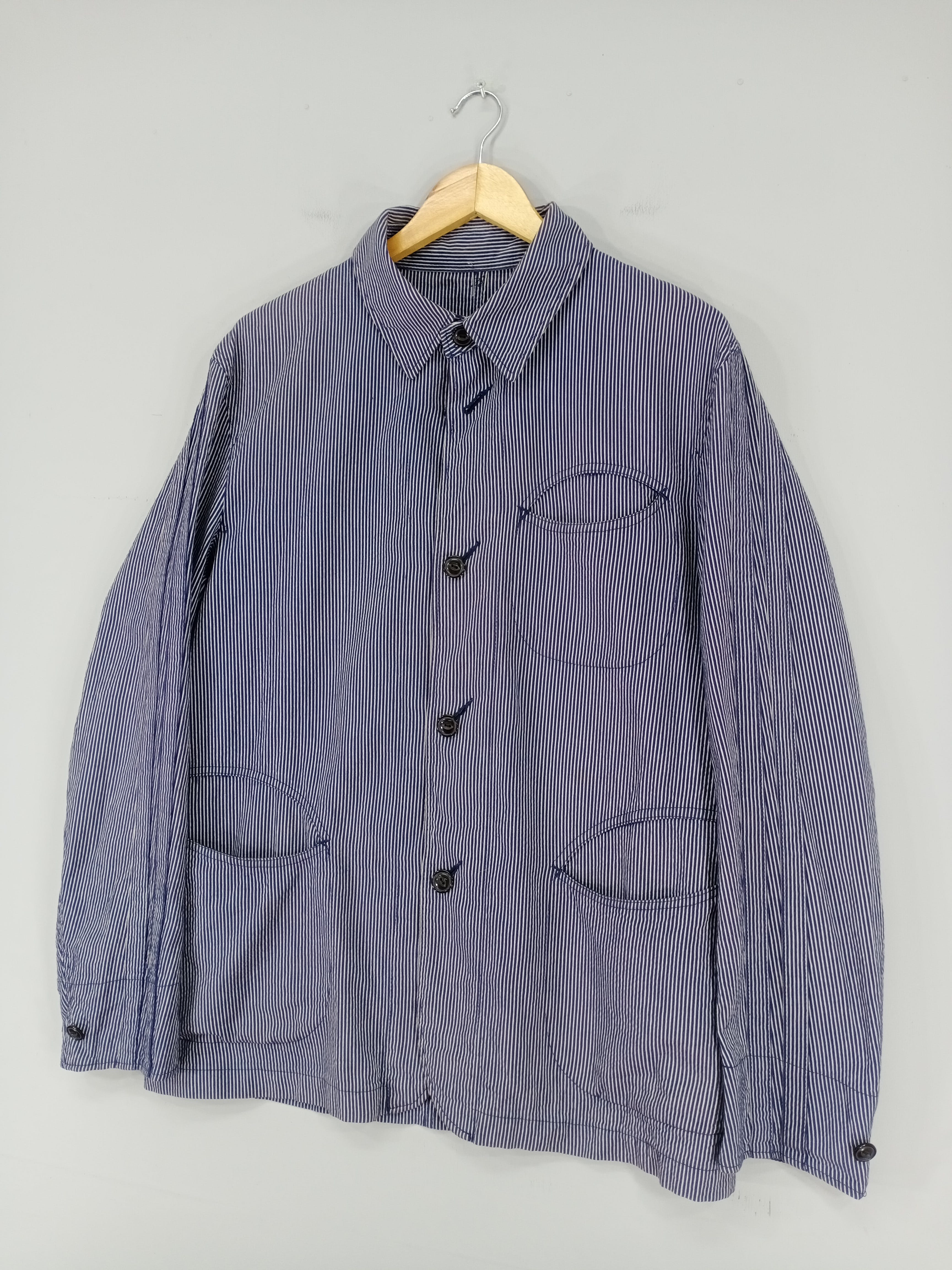 Japanese Brand - 💥RARE💥Vintage PPFM Hickory Stripe Button Workwear Jacket - 3