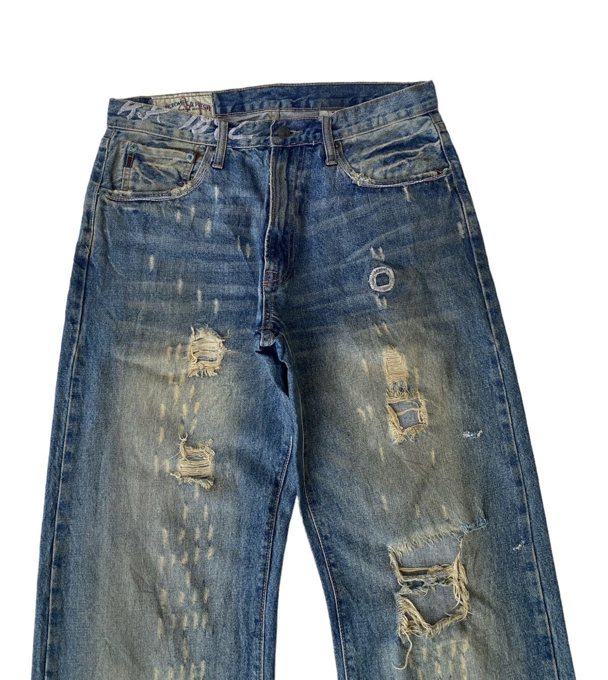🔥FLARE JEANS RUSTY BAGGY ABERCROMBIE & FITCH DISTRESS DENIM - 6