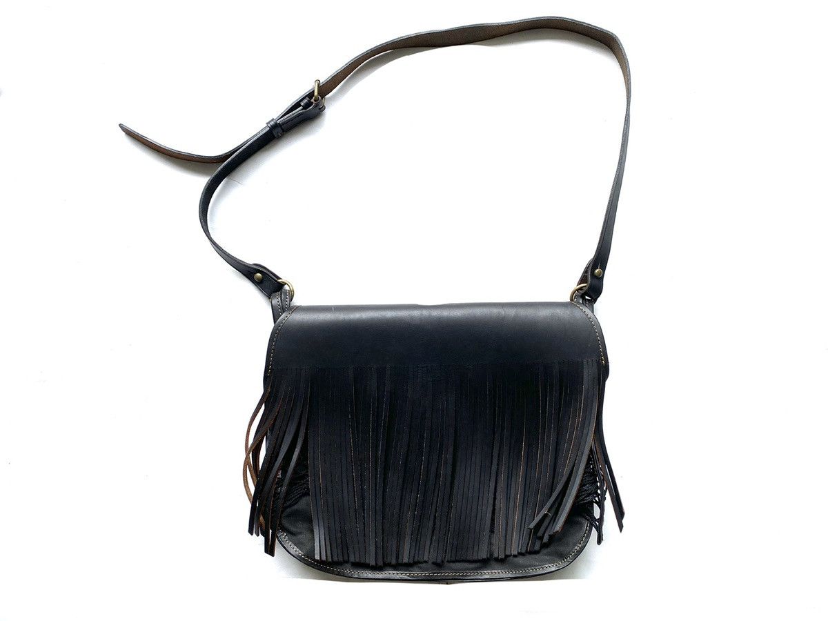 CDG Fringe And Net Dark Browne Dye leather Shoulder Bag - 1