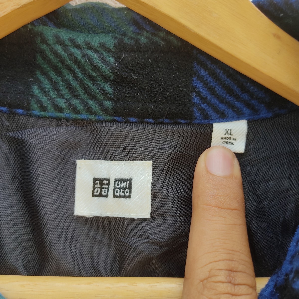 Uniqlo - Uniqlo Blue Green Thick Flannel Checked Long Sleeve Shirt - 5
