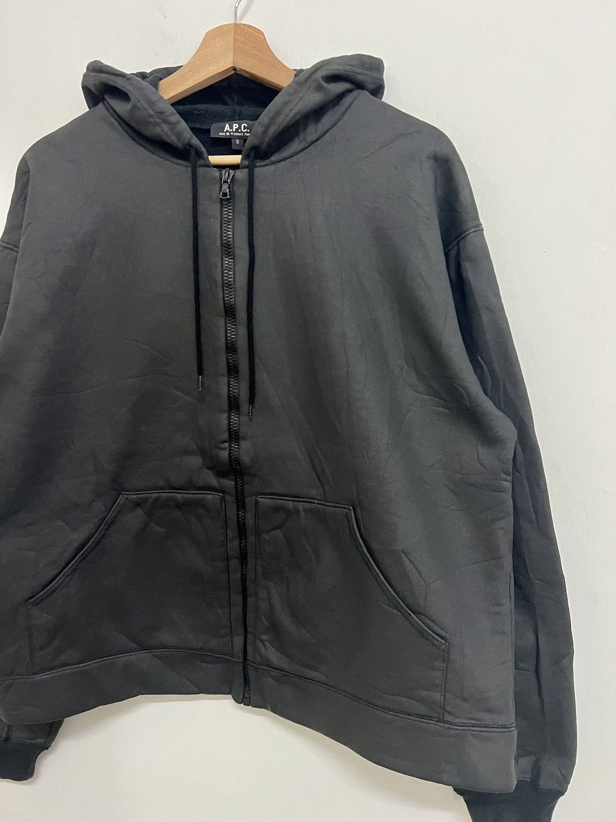 A.P.C BLACK WAX HOODIE SWEATSHIRT - 3