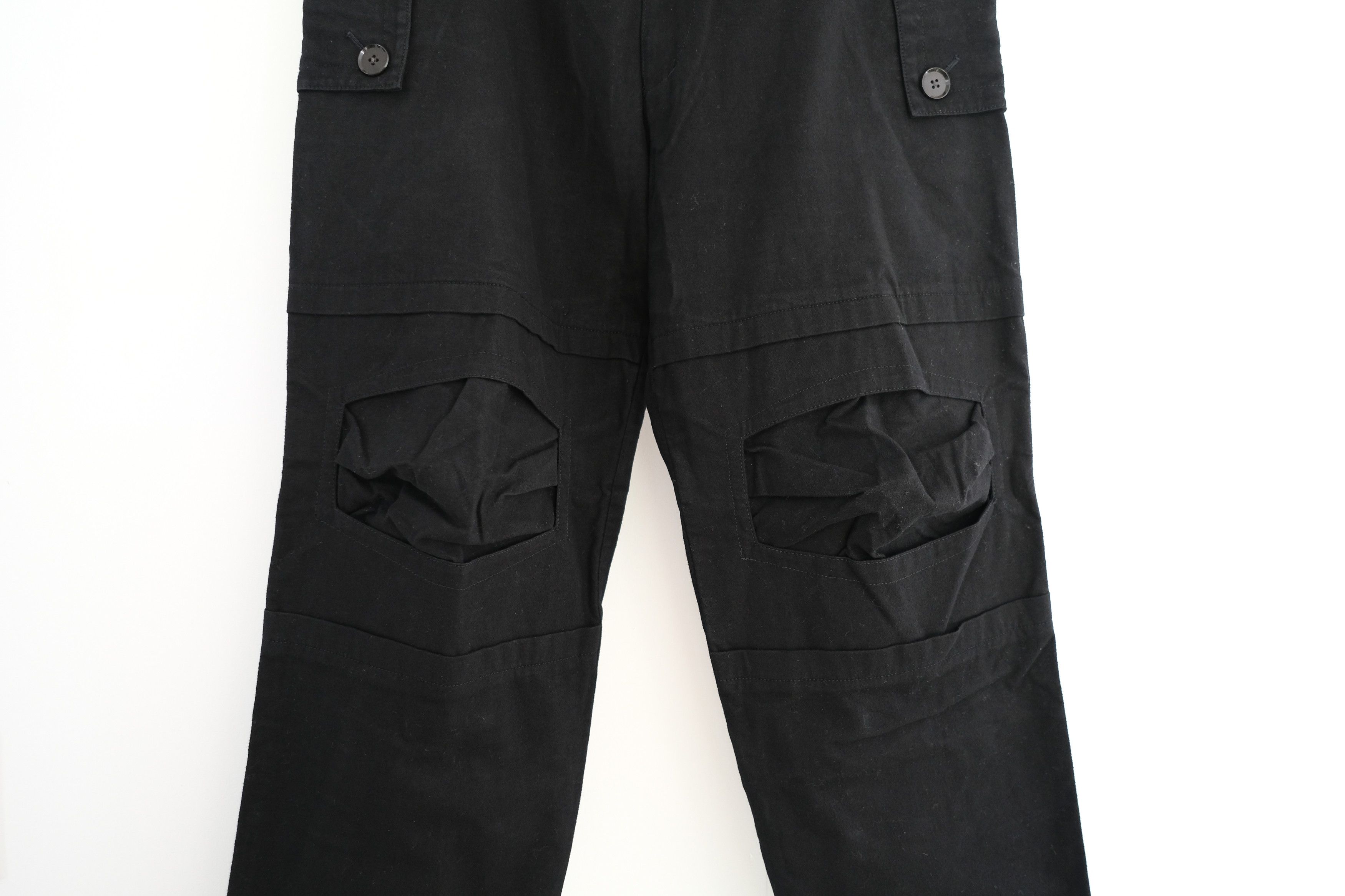 2000s Linen-Cotton Hem Button and Shadowbox Knee Pants - 10