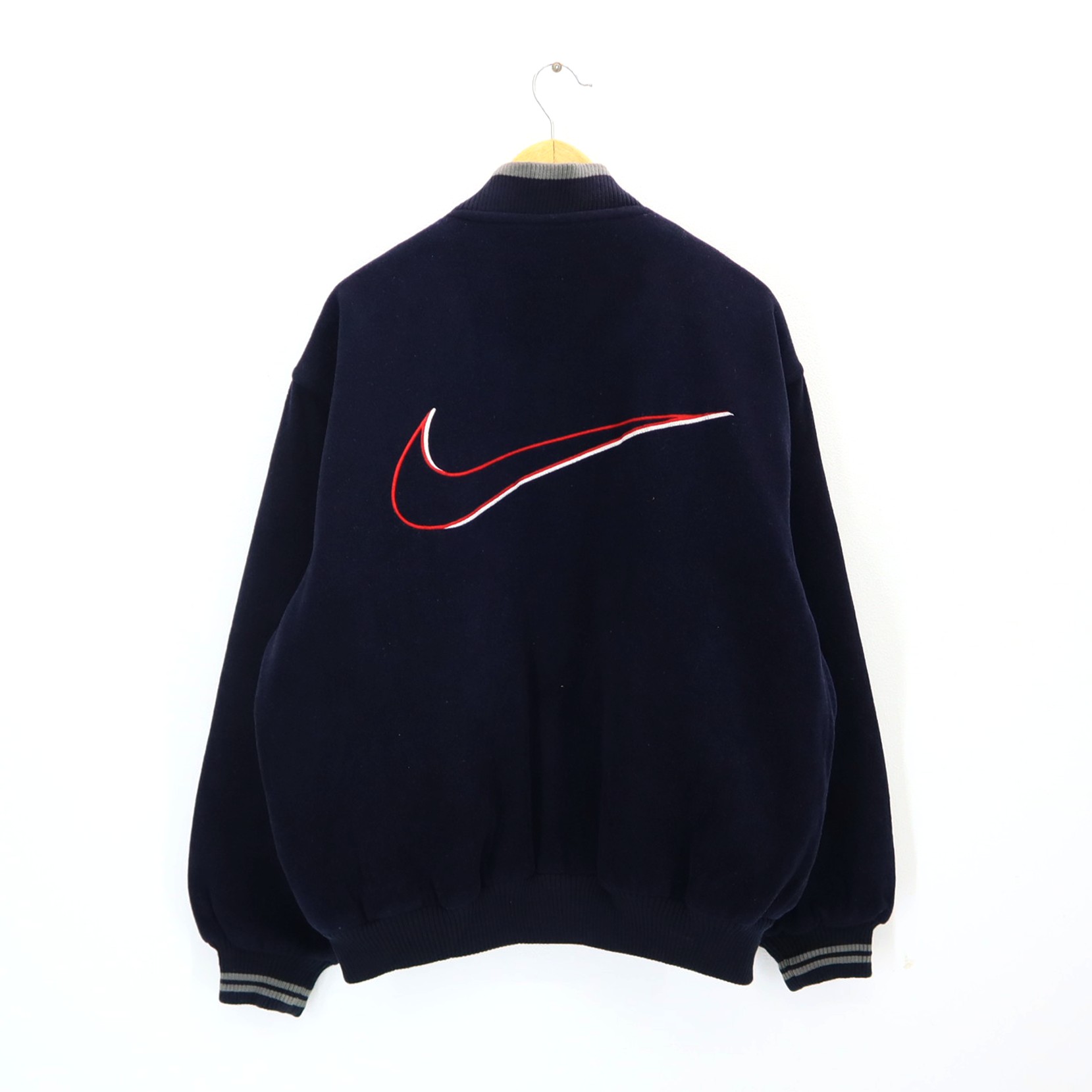 Nike Vintage 90s NIKE Varsity Bomber SWOOSH Big Logo Embroidered