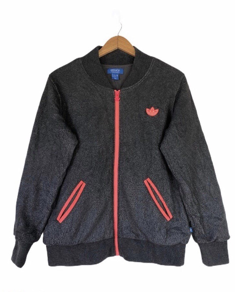 Big Logo Up zip Wool Gray Adidas BomberJackets - 1