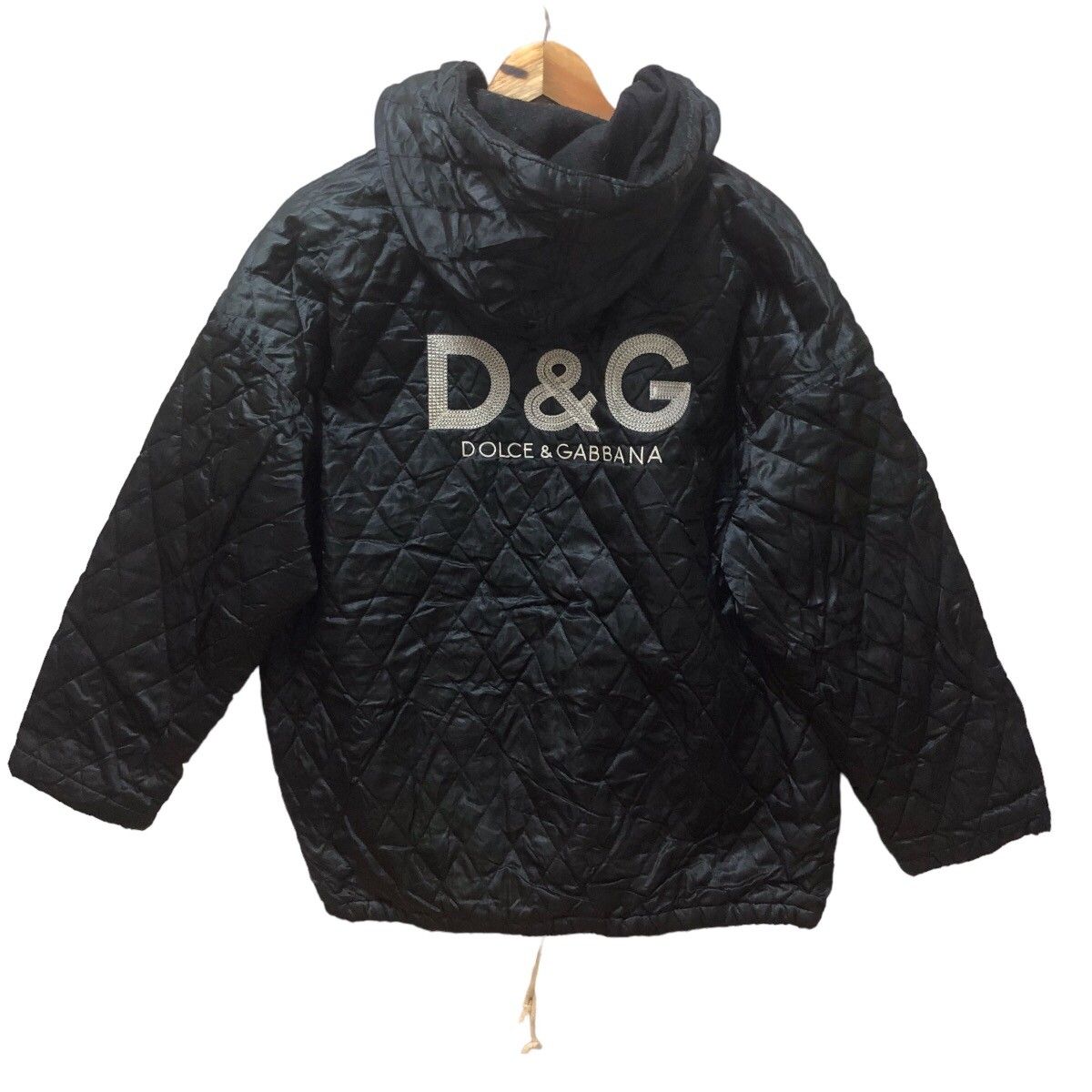 Vintage d&g big embroidery logo qulited hoodie jacket - 1