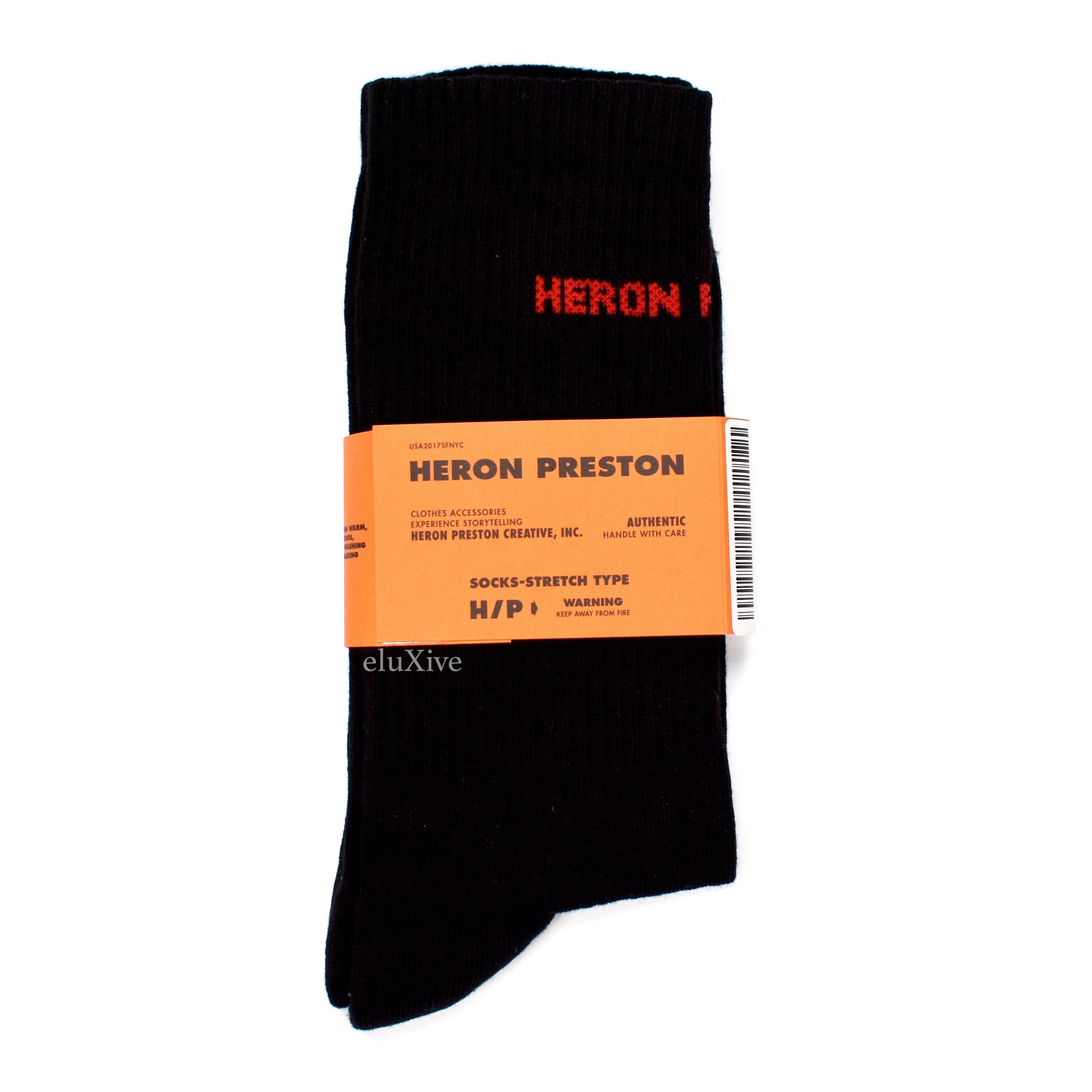 Heron Preston Black Logo Knit Socks M NWT - 2