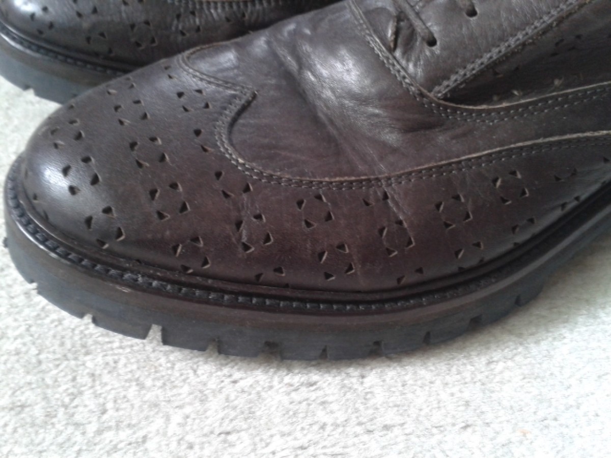 RARE Laser Cut Detail Commander Derby Leather Shoes - 4