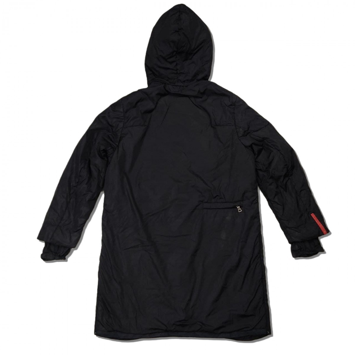 PRADA Italy Padding Nylon Raincoat Hoodie Parka Long Jacket - 2