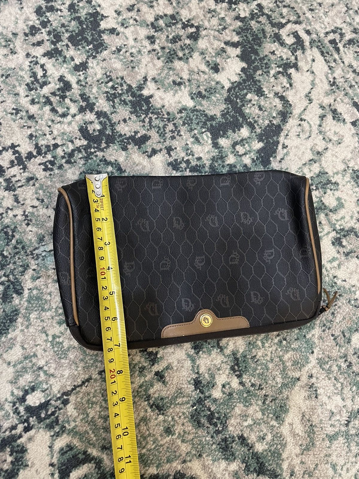 Dior Honey Comb Monogram Leather Clutch Bag - 19