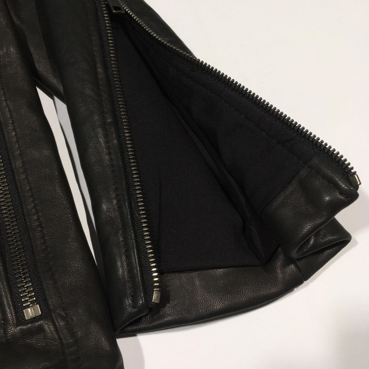 Zip Detail Genuine Lamb Leather Jacket - 9