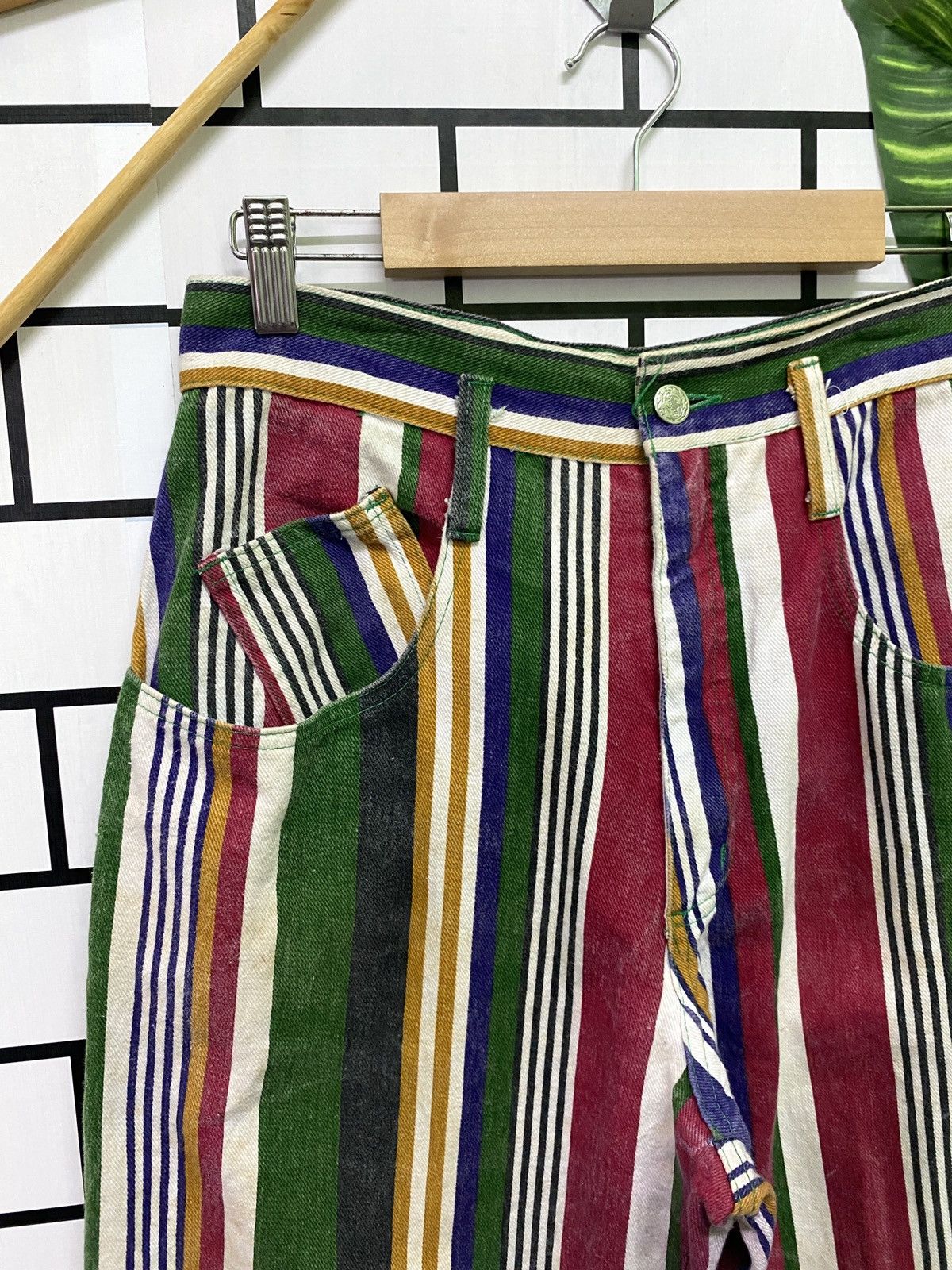 Vintage Striped Multicolour Baggy Pants - 4