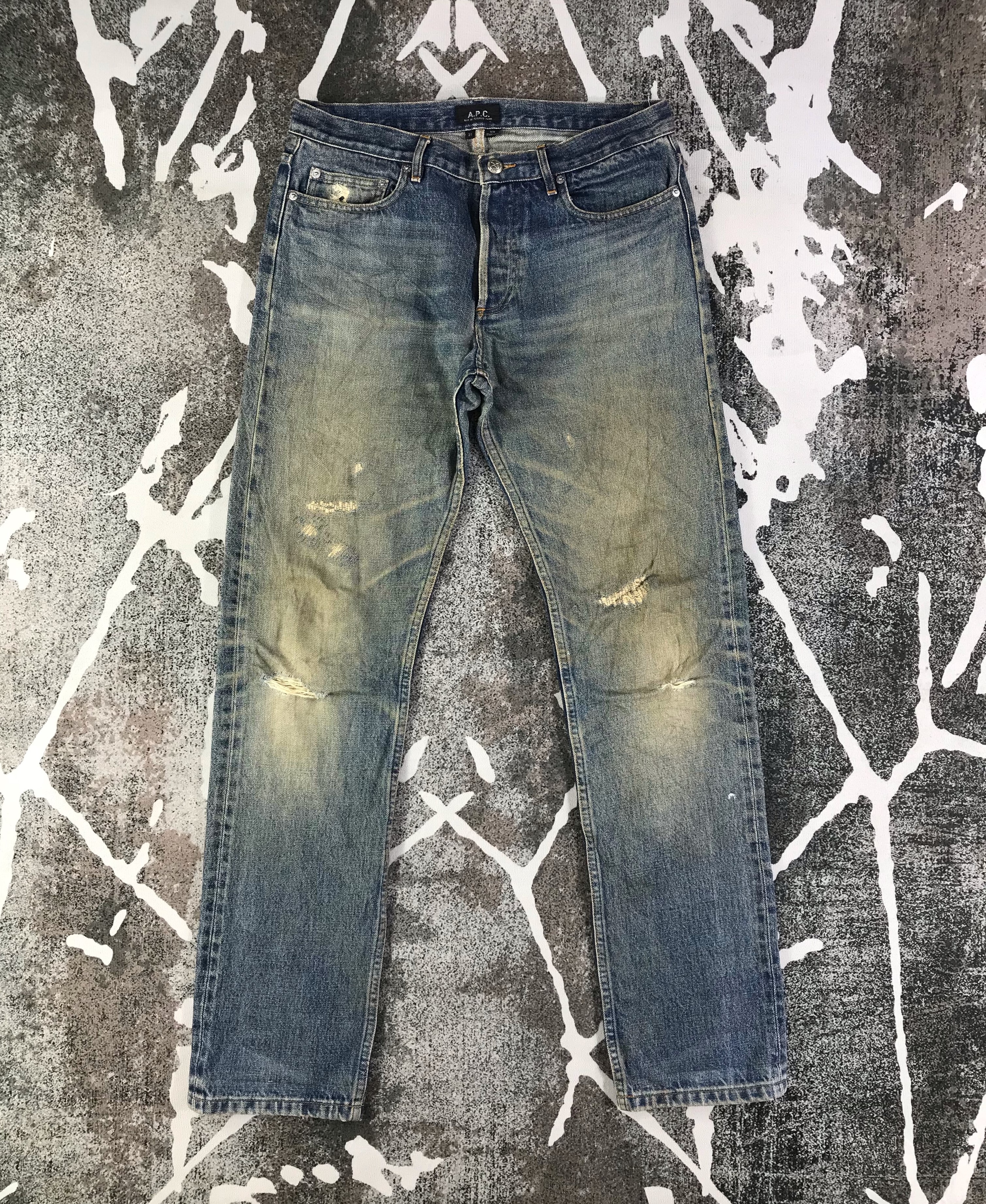 APC Rue De Flerus Jeans Rusty Distressed Selvedge Denim - 1