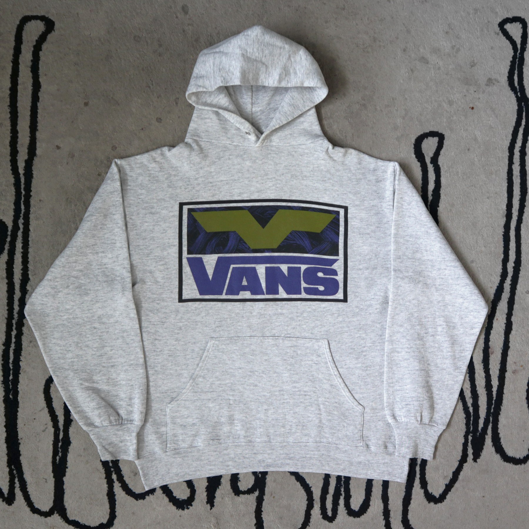 Vintage 80s 90s VANS Big Logo Sweater Sweatshirt Hoodie Pullover Jumper Made In U.S.A Size L - 1