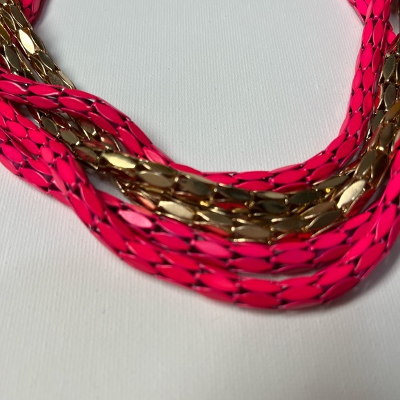 Pink and Gold Multi-Chain Chunky Necklace - 2