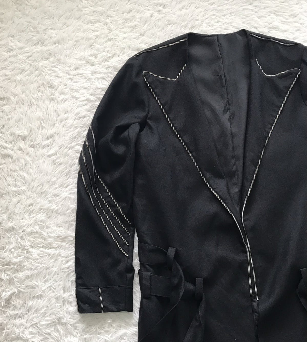 Custom - 💥Rare Goth Punk Bondage Belt Long Coat Jacket Zip Railing - 12