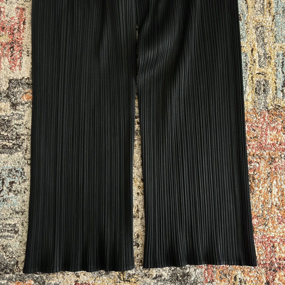 pleated straight pants trousers polyester Japan knife - 6